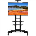 Black Mobile TV Cart with Lockable Wheels 3 Tier Shelves X55586