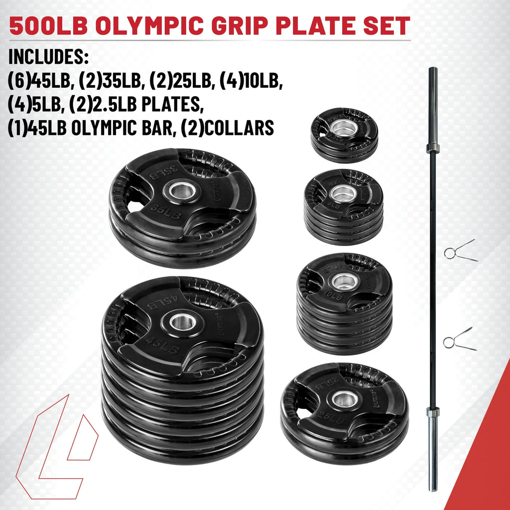 400 LB Olympic Weight Set with Barbell and Clips C306804