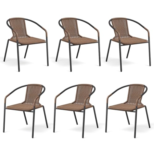 Black Wicker Stackable Dining Chairs Set of 6 Q503830