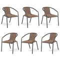 Black Wicker Stackable Dining Chairs Set of 6 Q503830