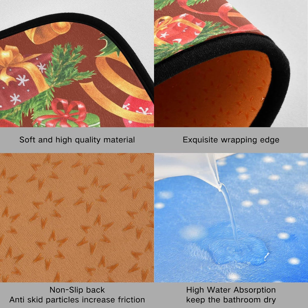 Christmas Jingling Bells Kitchen Mats Set of 2 Anti Fatigue Non Slip Floor Runner Rug 19.7x27.6 Inch + 19.7x47.2 Inch S993777