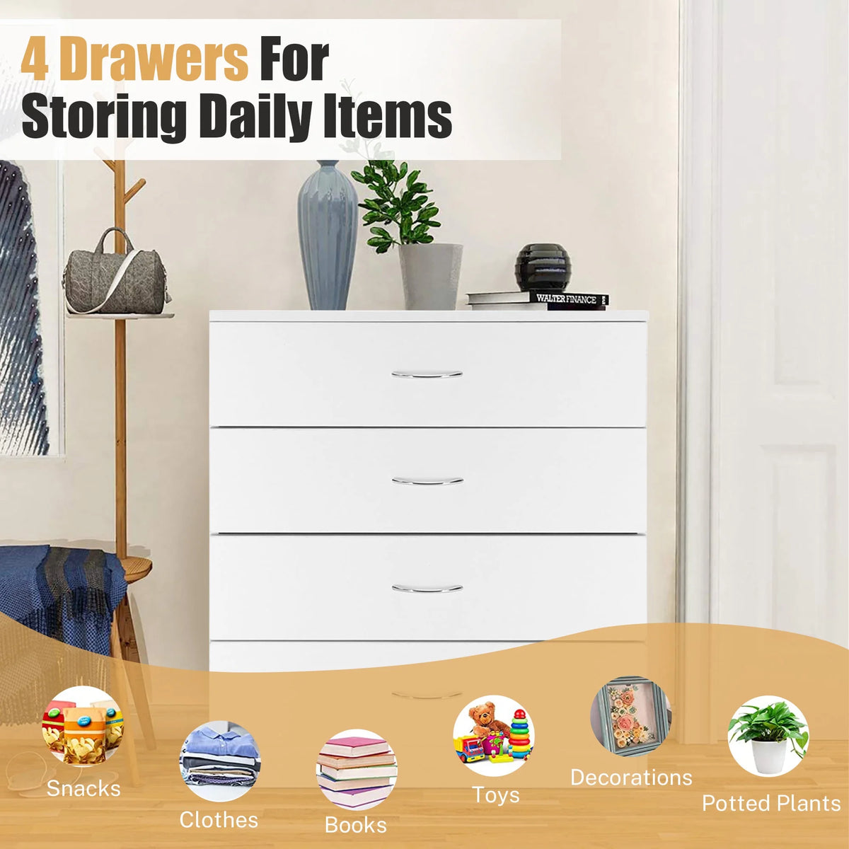Black 4 Drawer Dresser E111084