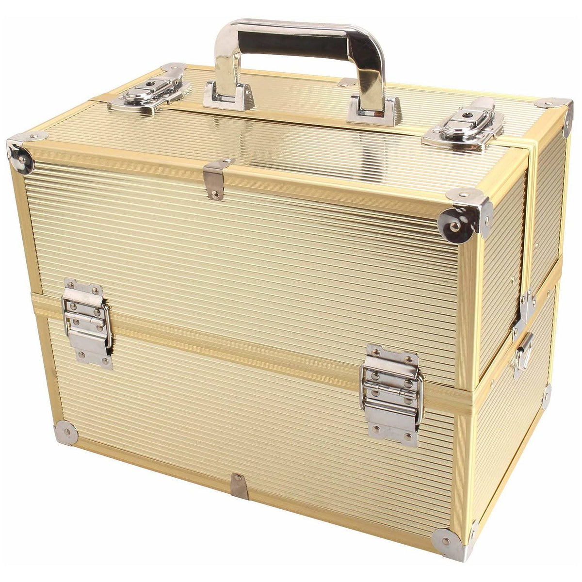 Gold Portable Makeup Train Case B3912