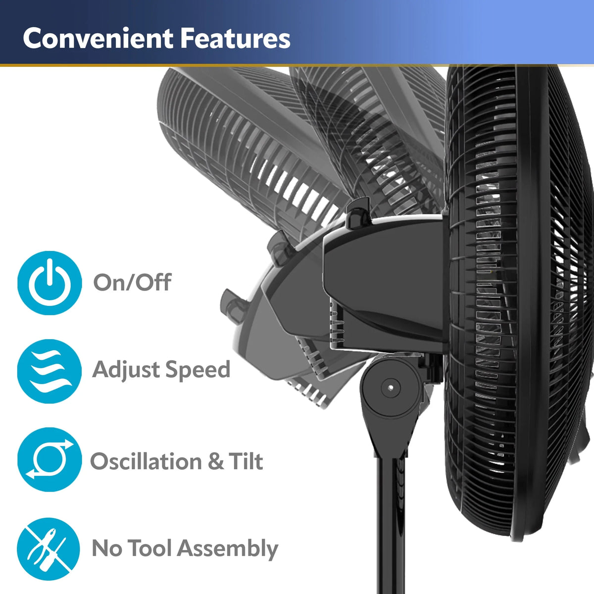 16 Oscillating Adjustable Pedestal Fan with 3-Speeds, Black P4912