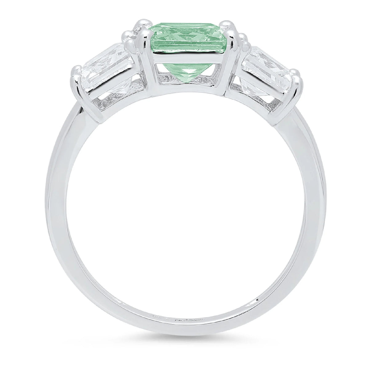 18k White Gold 3 stone Moissanite Ring Size 3.5 O1693