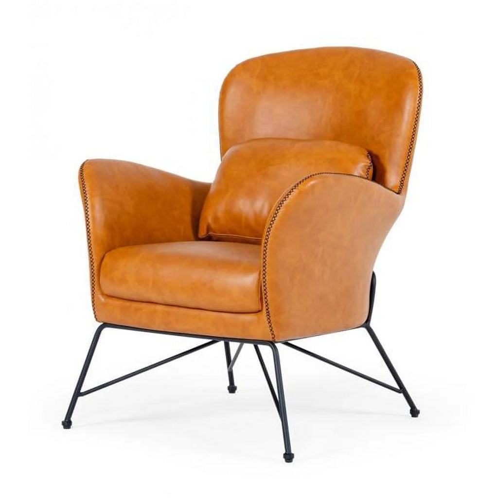 Brown Faux Leather Accent Chair F802853