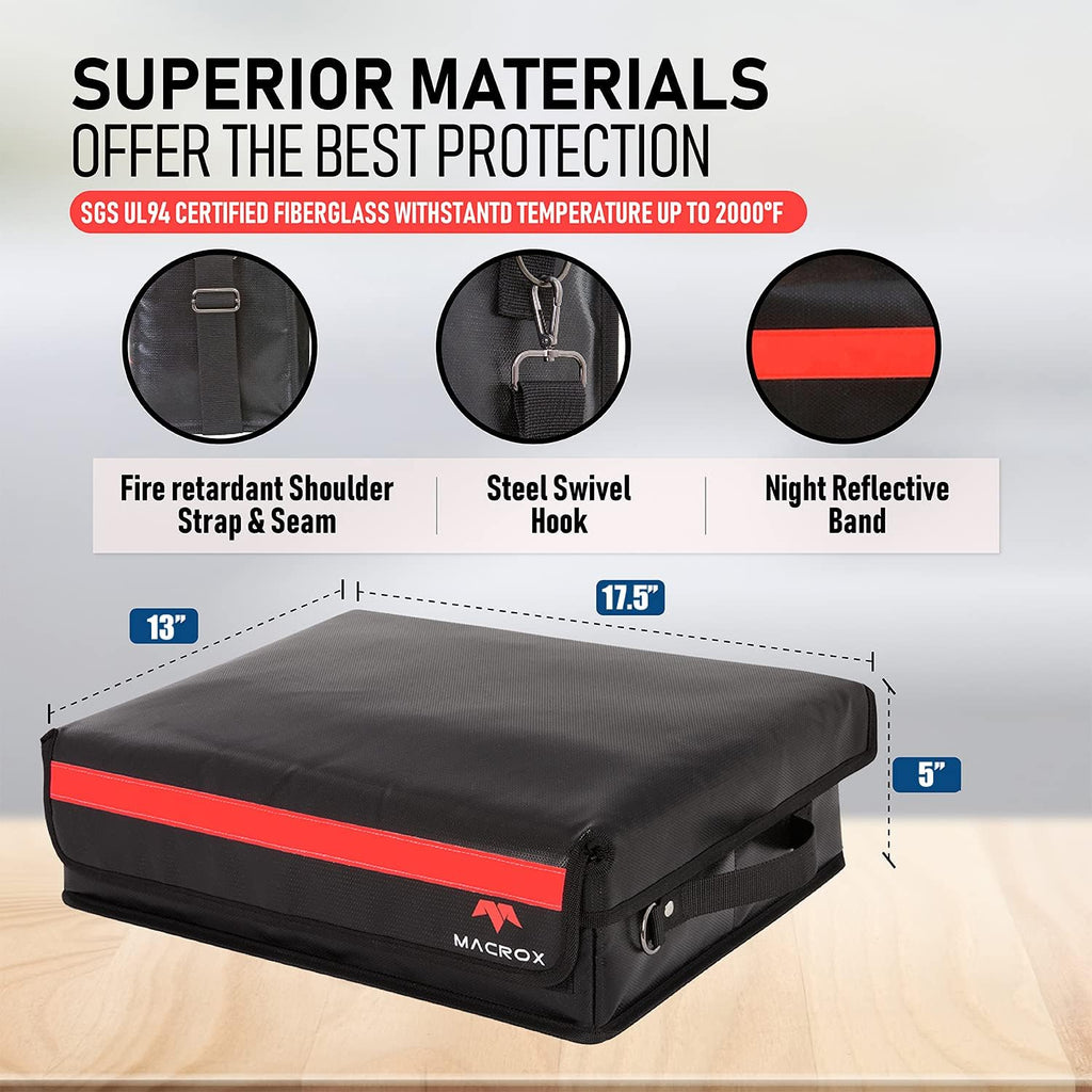 Fireproof Document Organizer Bag with Lock, 3-Layer File Storage Box, Waterproof File Holder, 17.5 x 13 x 5” Y7734