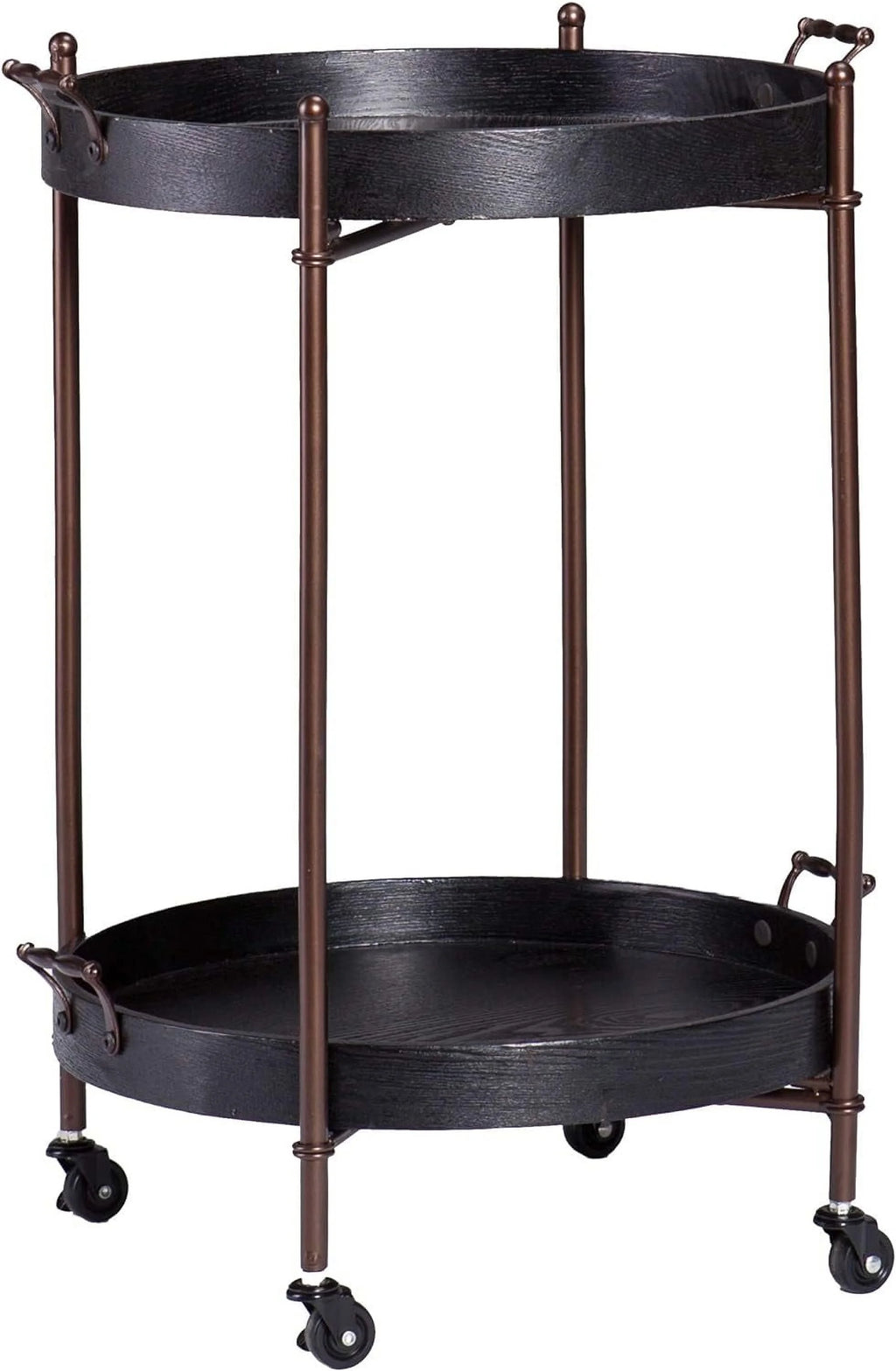 Black Two-Tier Round Butler Table M278569