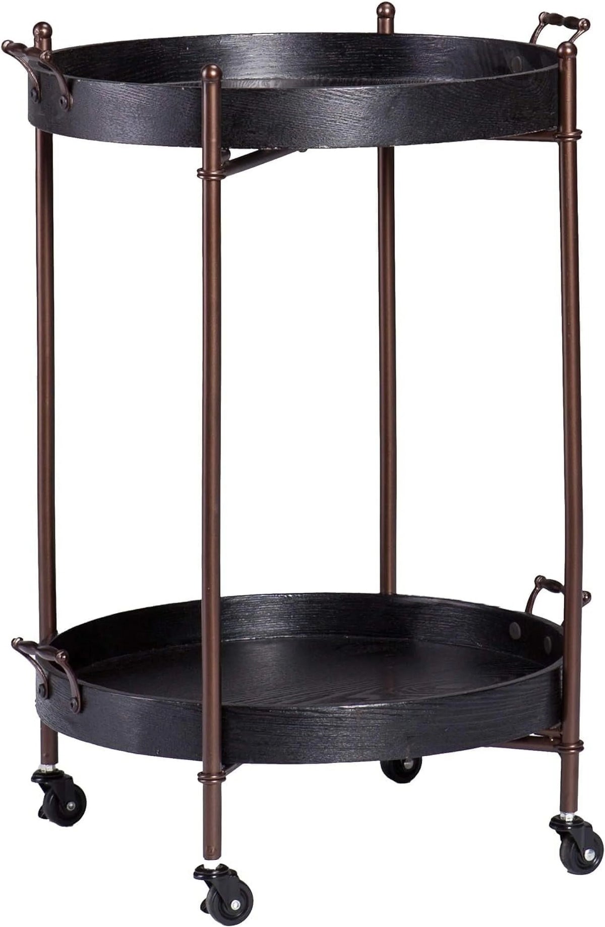 Black Two-Tier Round Butler Table M278569