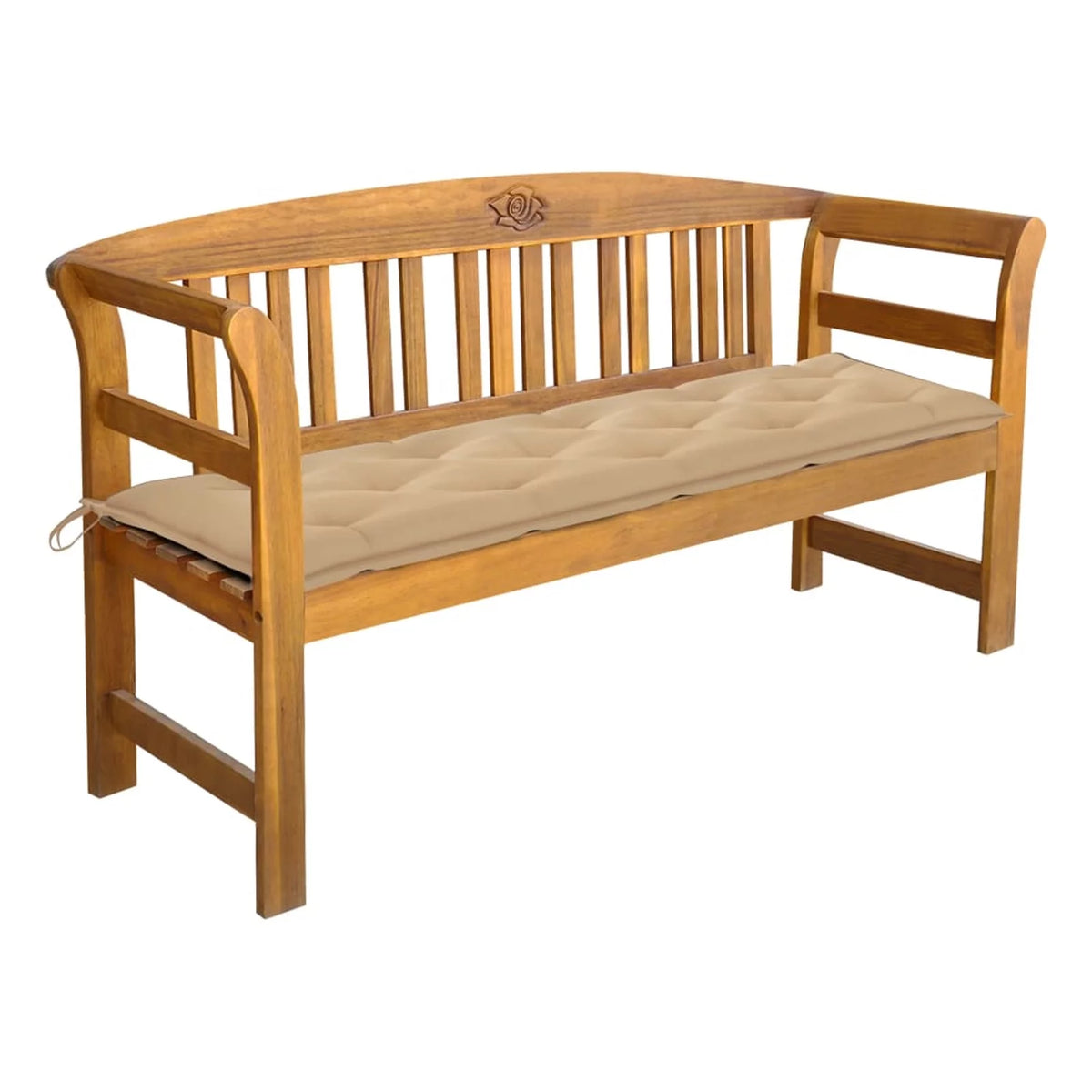 Beige Cushion Acacia Wood Garden Bench L271
