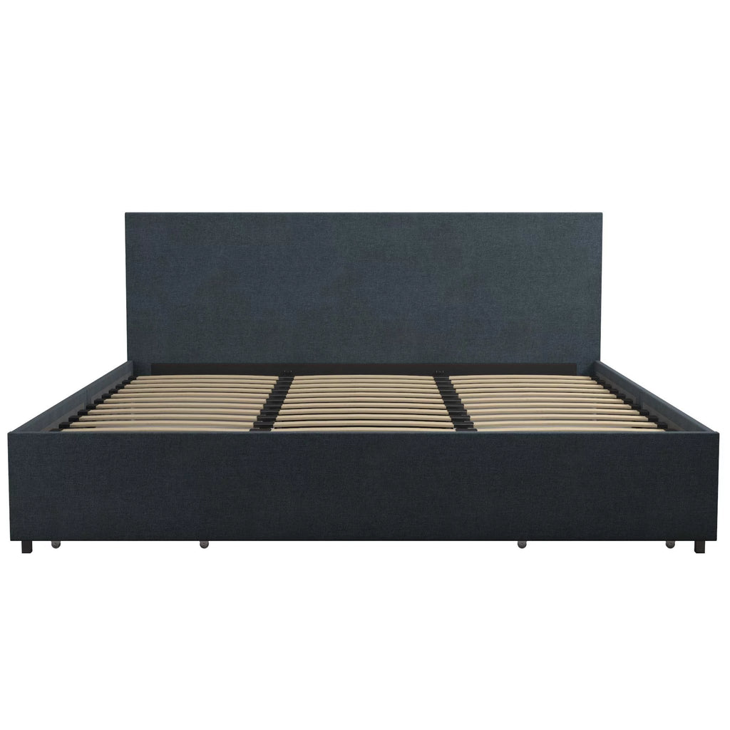 Dark Grey Linen Upholstered Storage Bed Frame P773