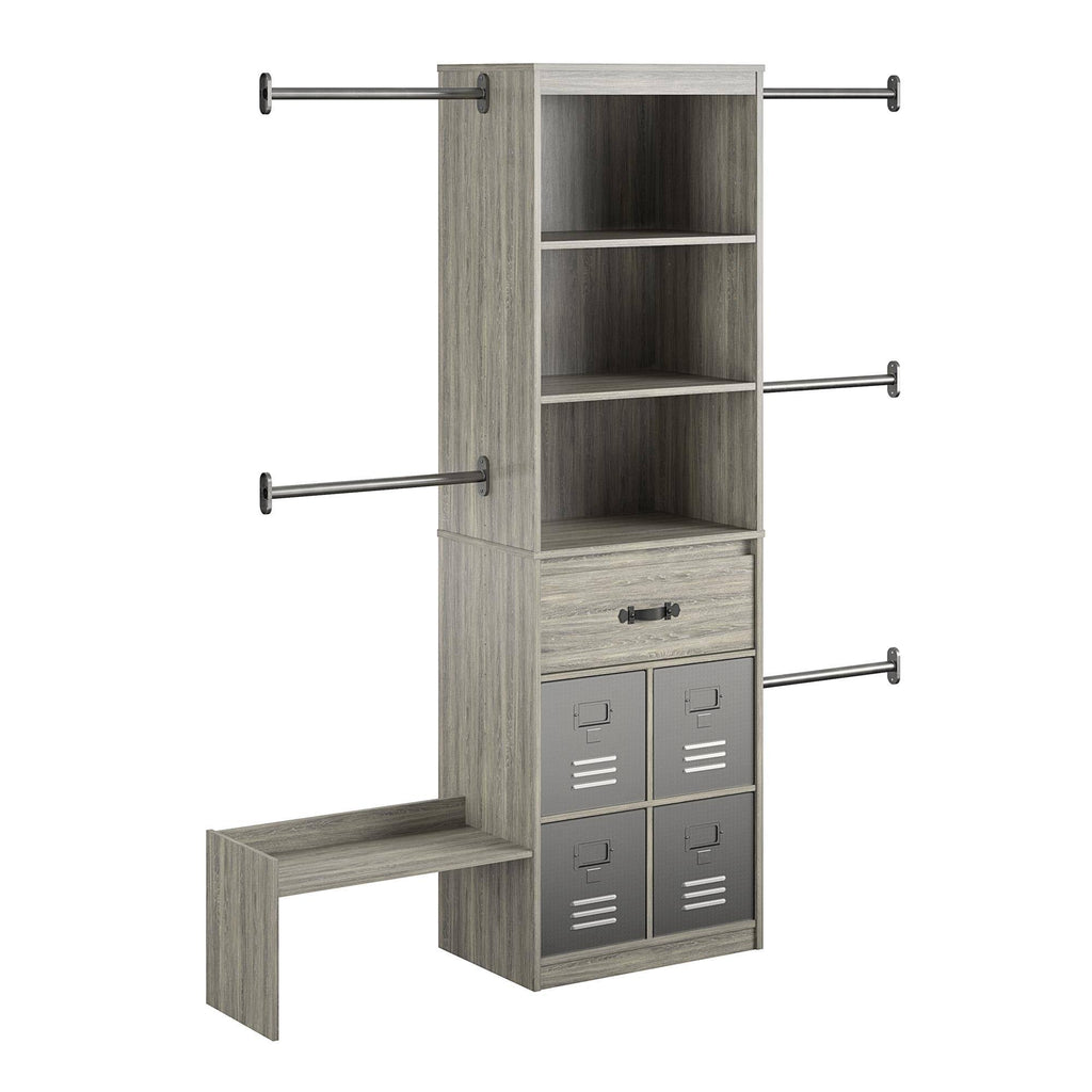 Grey Oak Kids Closet Organizer System Z269081
