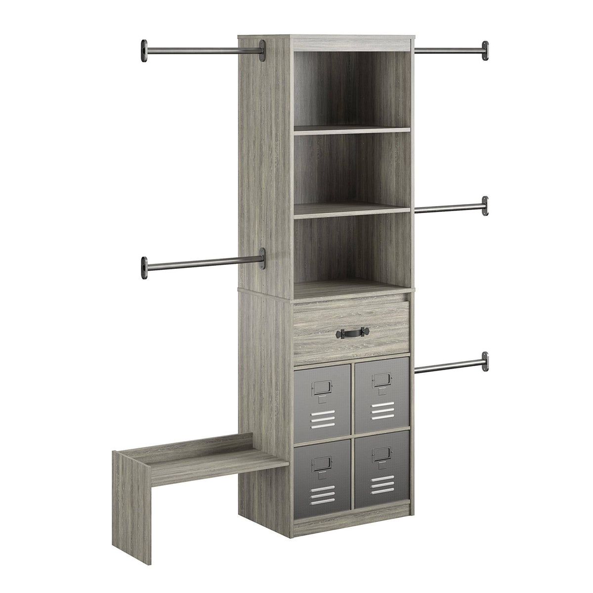 Grey Oak Kids Closet Organizer System Z269081