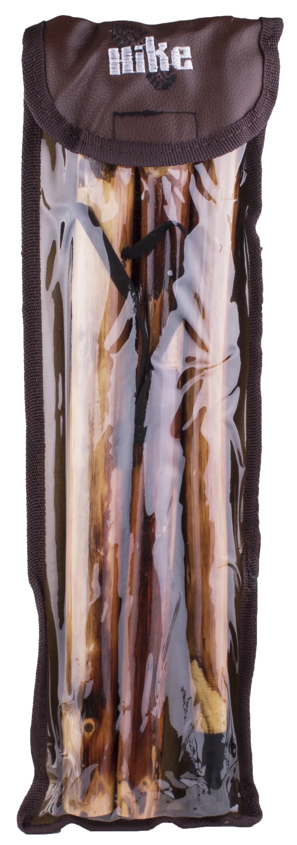 Wooden Walking Stick with Compass and Pouch U2084
