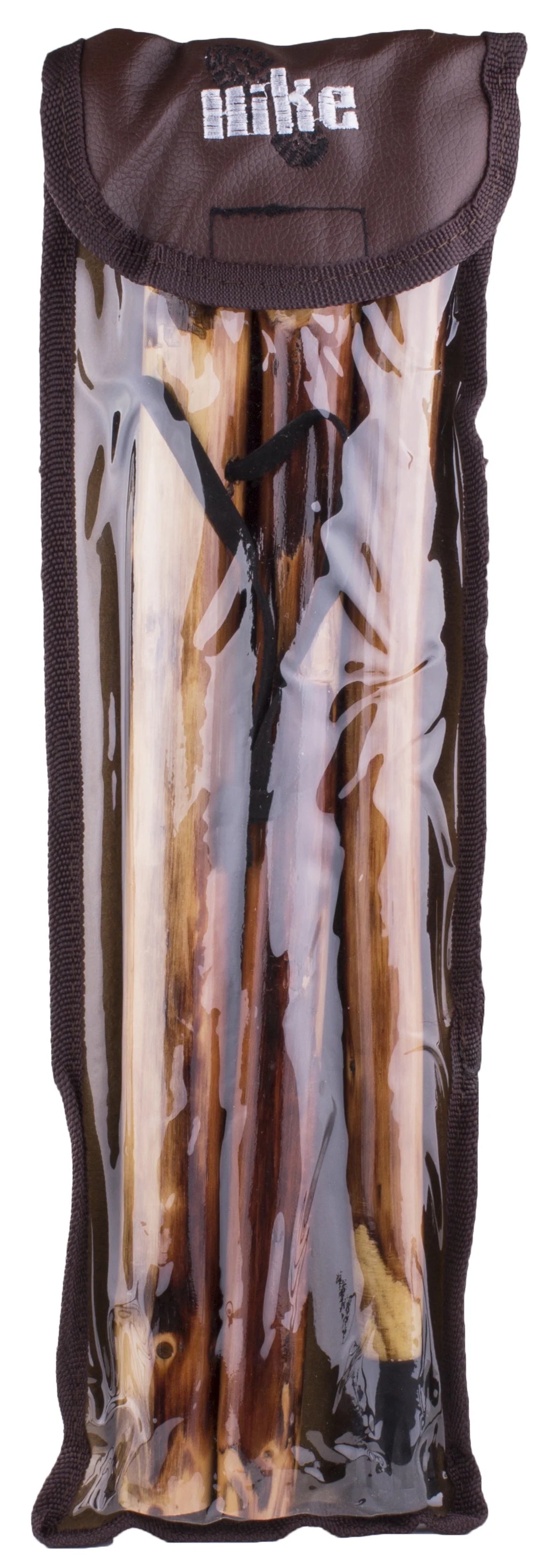 Wooden Walking Stick with Compass and Pouch U2084