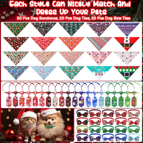 60 Pieces Christmas Dog Bandanas Y33343