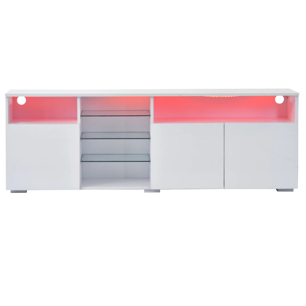 White High Gloss TV Cabinet with LED Lights Y6886