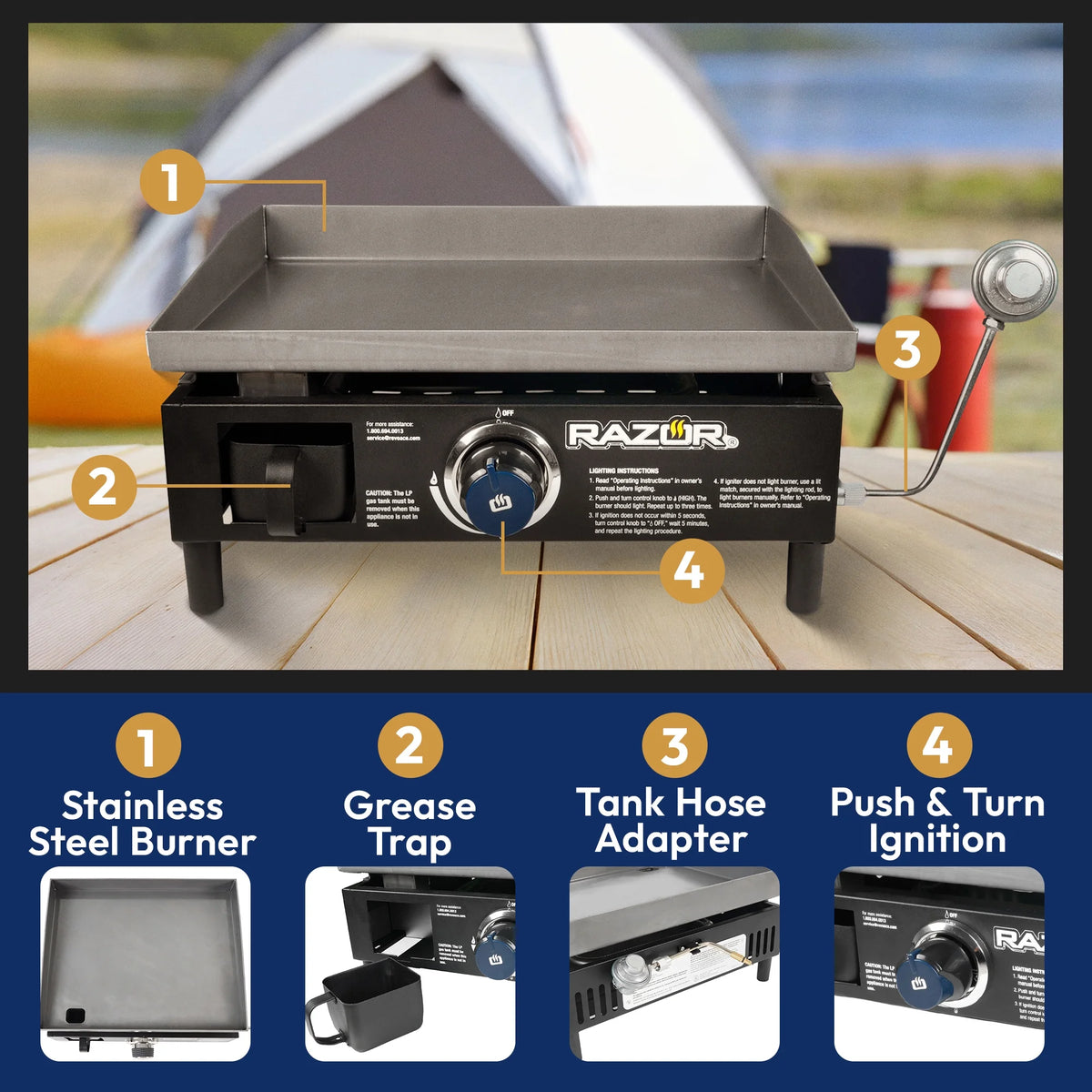 Portable 1 Burner LP Propane Gas Grill D476