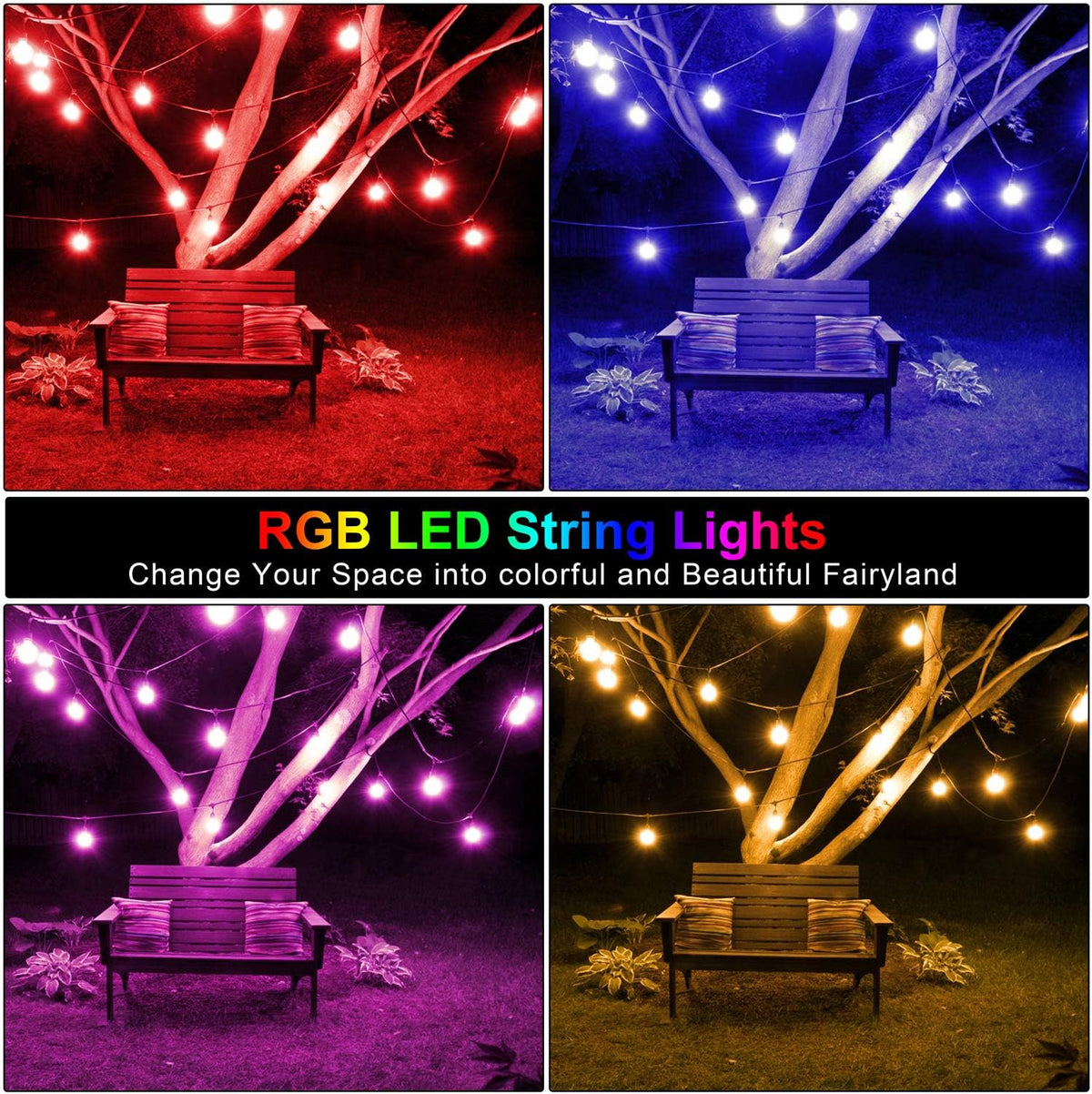 48FT RGB Cafe String Lights with 18 Shatterproof Edison Bulbs D408087
