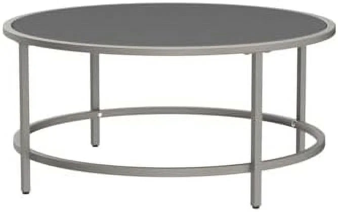 36in Round Tempered Glass Coffee Table with Metal Frame P1868