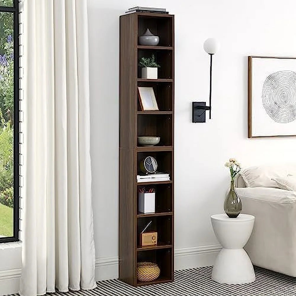 8-Tier 70.9 Inch Tall Narrow Bookshelf with Adjustable Shelves I4360
