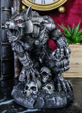 Steampunk Robotic Werewolf Crushing Skull Statue Figurine K1796