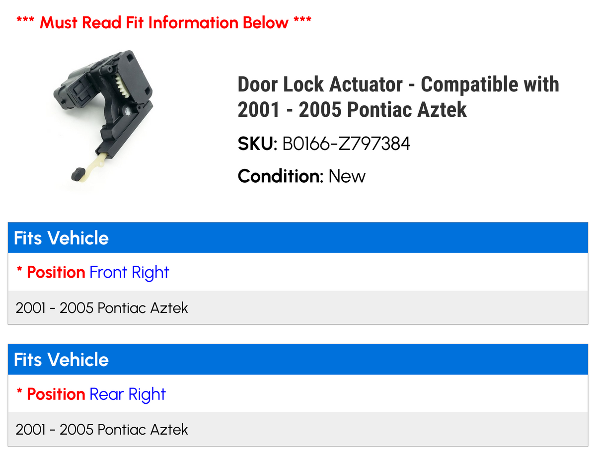 Door Lock Actuator for 2001-2005 Pontiac Aztek B78831