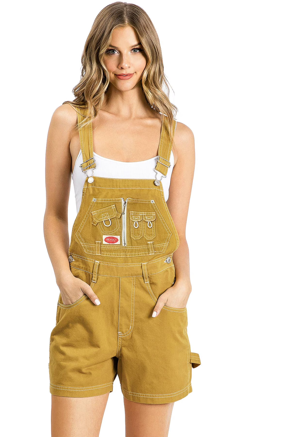 Mustard Twill Short Overalls K463