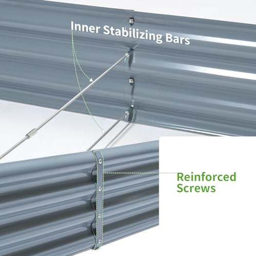 2 Pack 8×4×1ft Galvanized Metal Raised Garden Bed G281