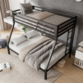 Twin Over Full Black Metal Bunk Bed with Stairs K522