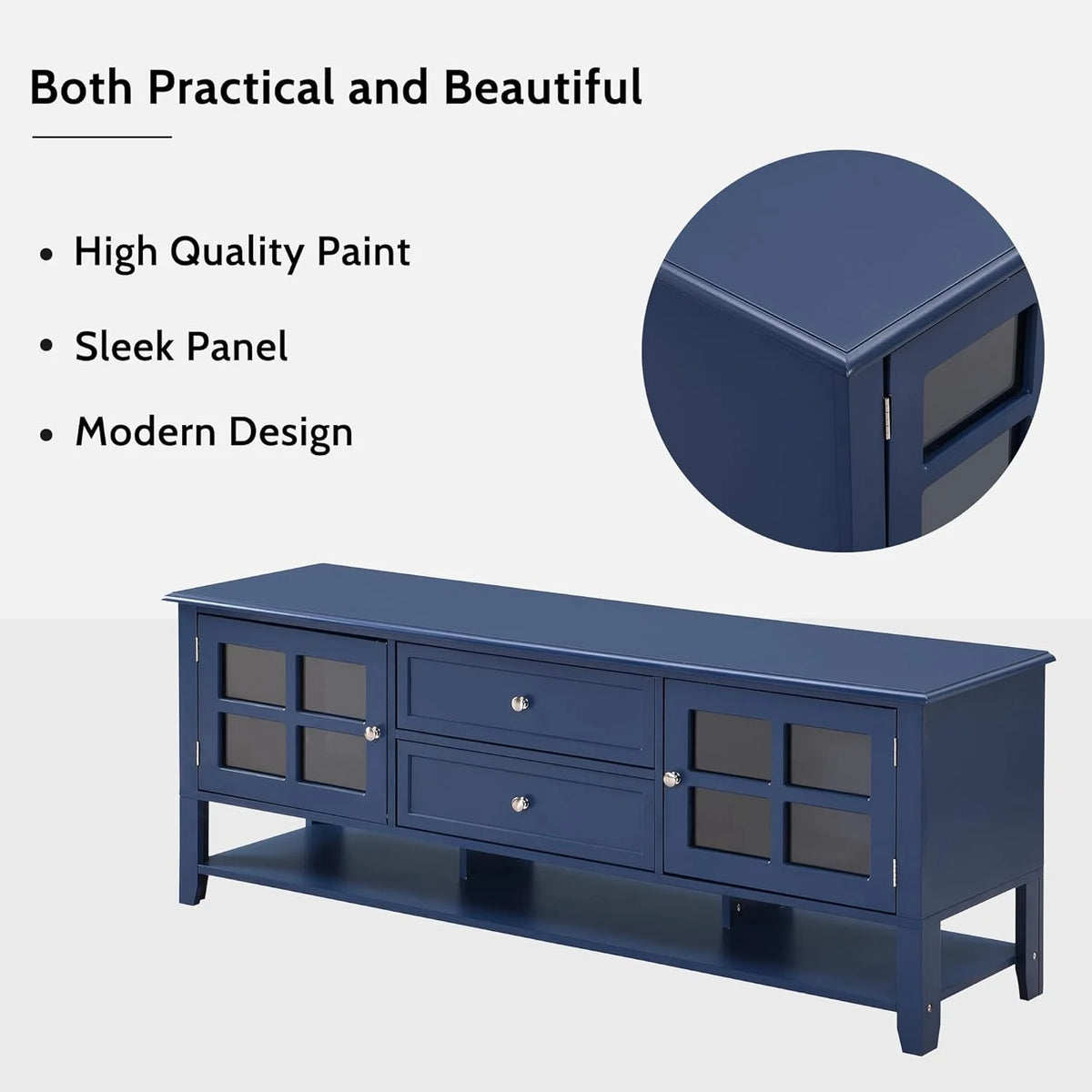 Blue TV Stand with 2 Drawers and Doors S98000