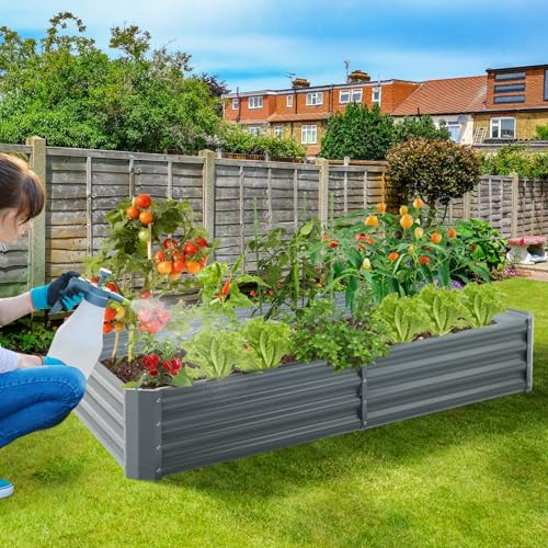 2 Pack 8×4×1ft Galvanized Metal Raised Garden Bed G281