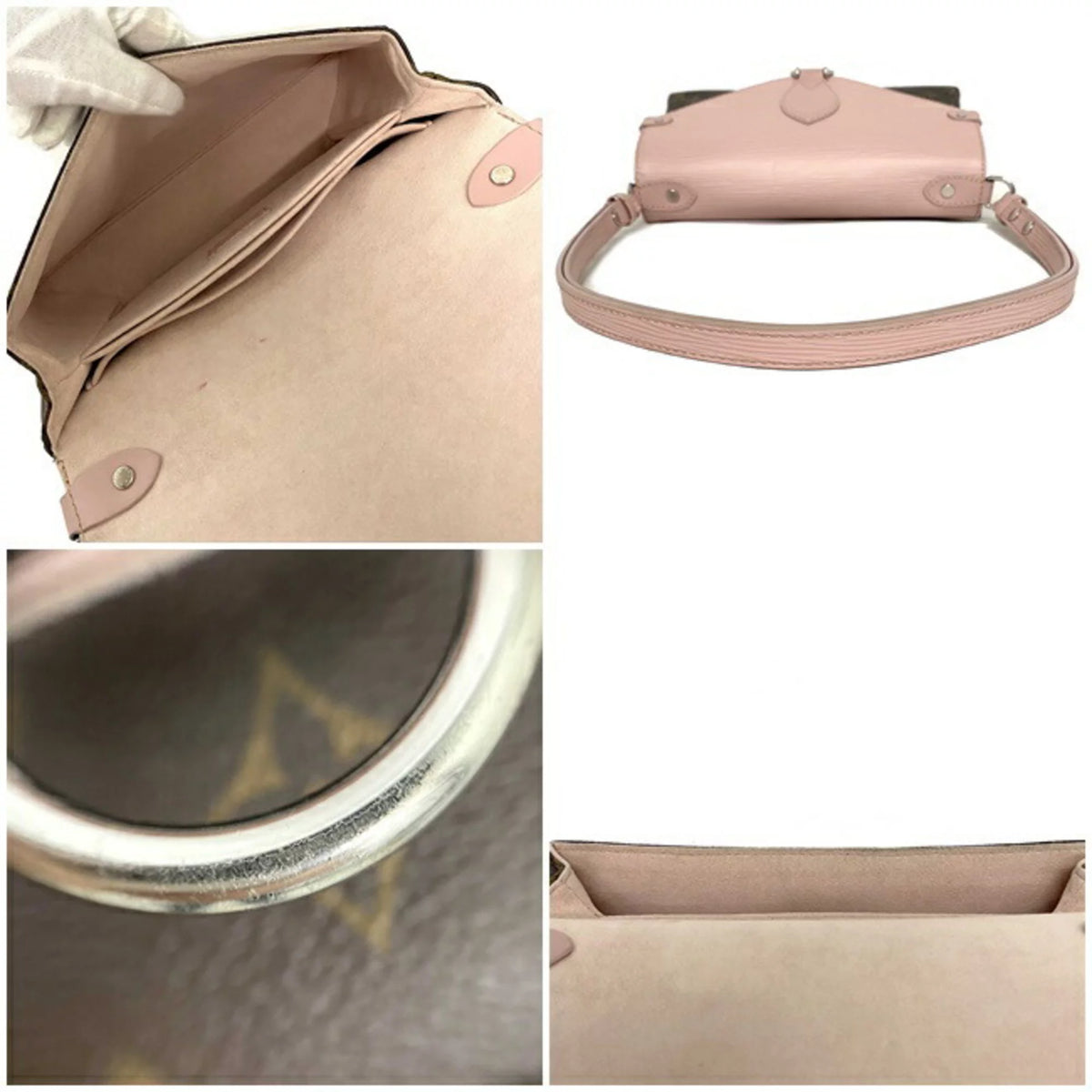 Pink Brown Monogram Leather Handbag S25064
