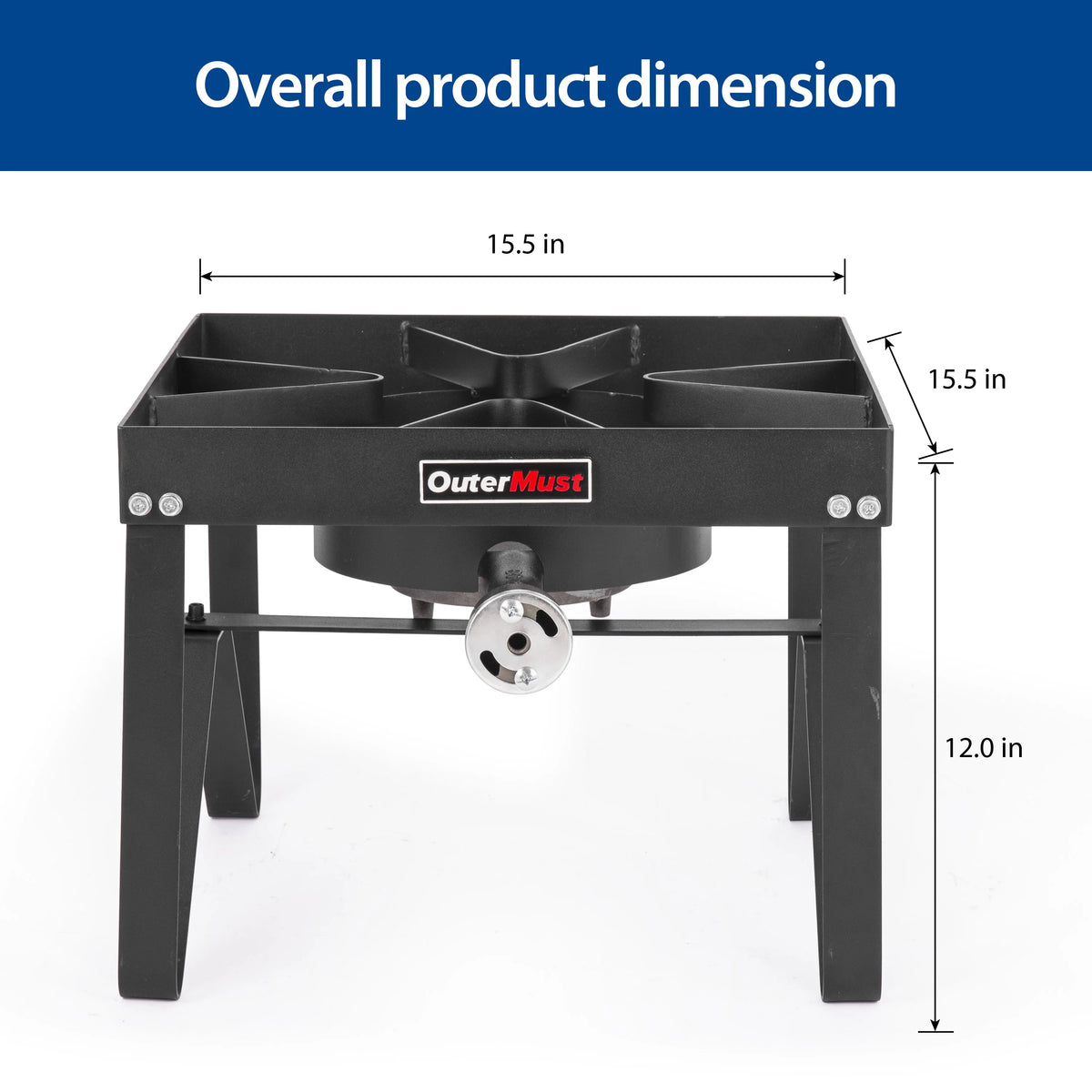Outdoor Propane Burner Stove with 10 PSI Regulator and Cast Iron Braided Holes V361