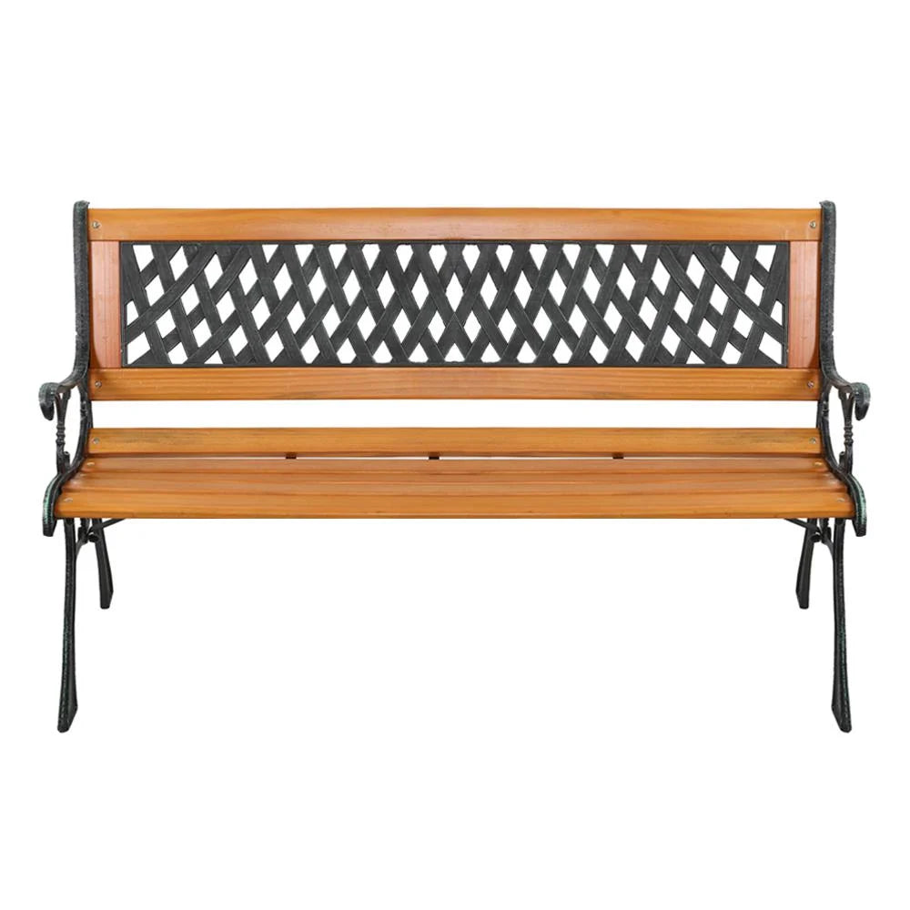 49" Rust Resistant Hardwood Cast Iron Park Bench Y852