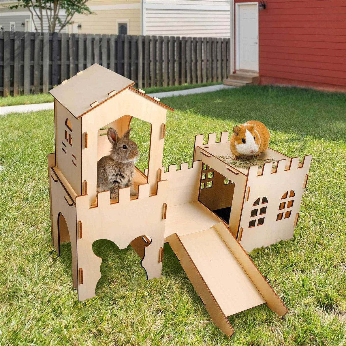 Extra Large Wooden Rabbit Castle Hideaway Tunnel and Bed I928423