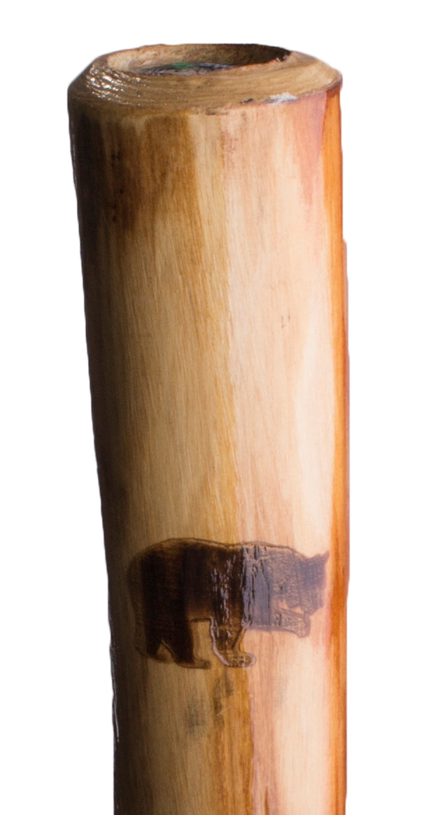 Wooden Walking Stick with Compass and Pouch U2084