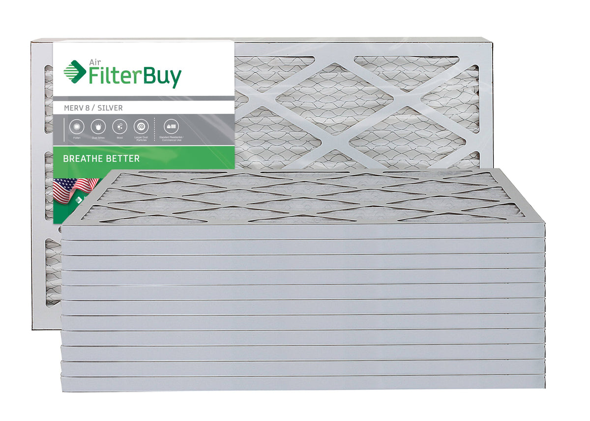 Silver MERV 8 17x25x1 Pleated AC Furnace Air Filter, Pack of 12 I315722