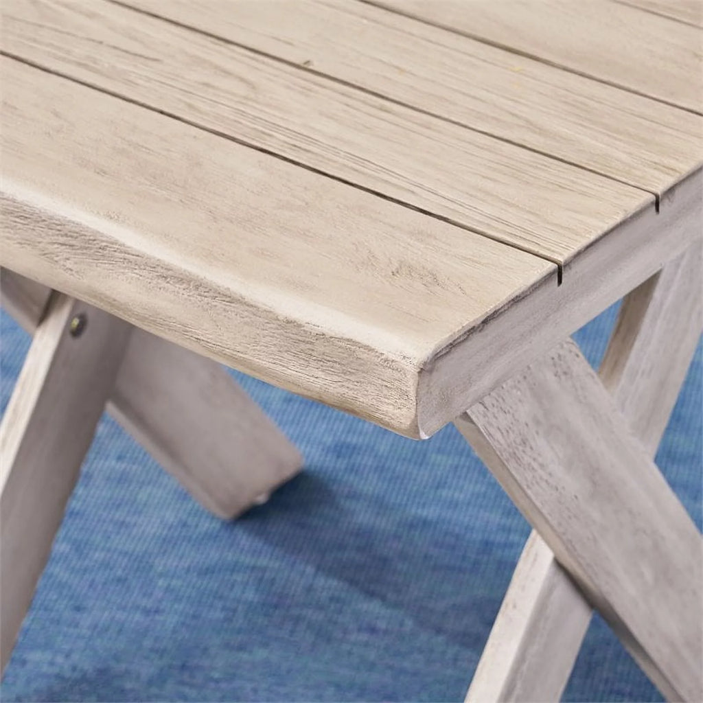 Light Gray Acacia Wood Outdoor Side Table U3165