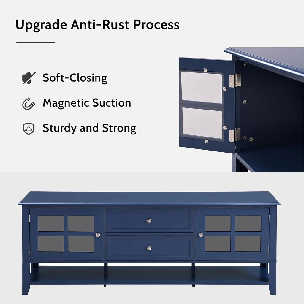 Blue TV Stand with 2 Drawers and Doors S98000