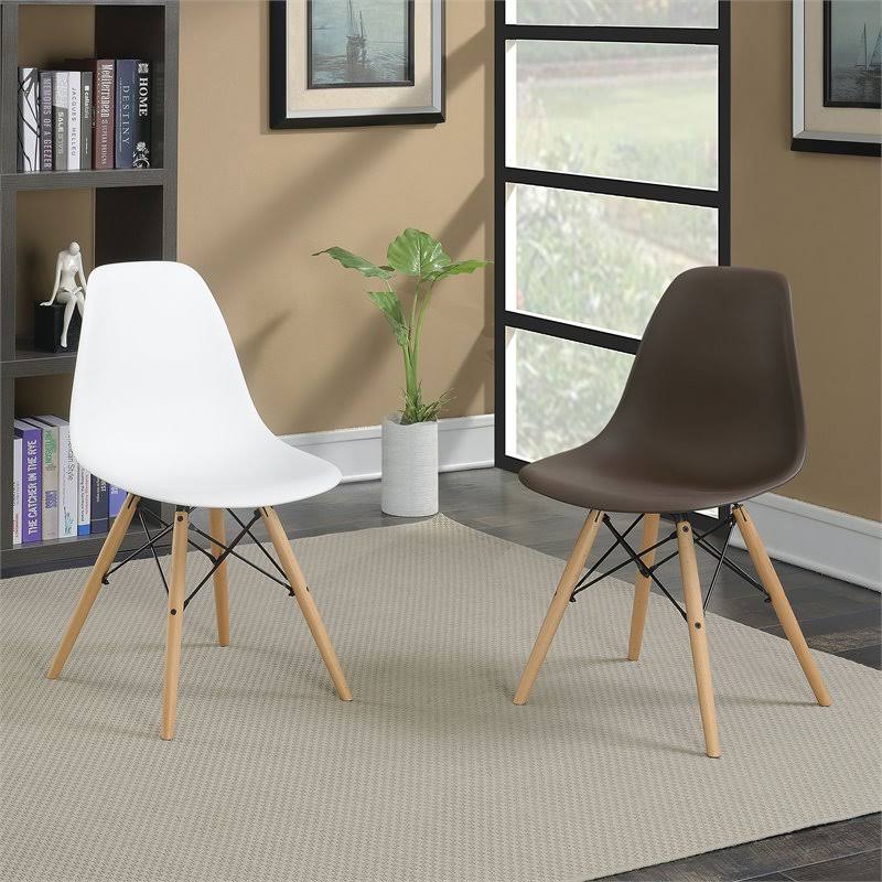 White Plastic Dining Side Chair (Set of 2) Q57539