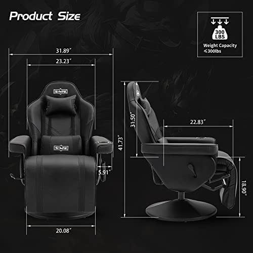 Black White X Large PU Leather Gaming Recliner Chair H911