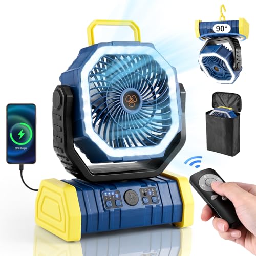 30000mAh Rechargeable Oscillating Camping Fan with LED Lantern C41917