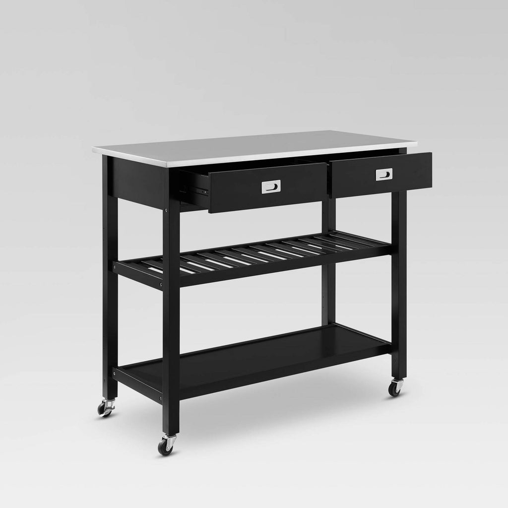 Black Stainless Steel Top Kitchen Island Cart M543