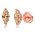 1.0 ct Marquise Cut Solitaire Studs VVS1 Brown Champagne Simulated Diamond Solid 18K Rose Gold Earrings G860908