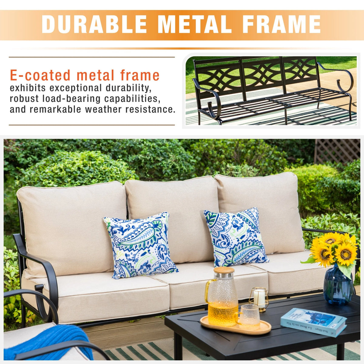 Beige Metal Patio Furniture Set M170936
