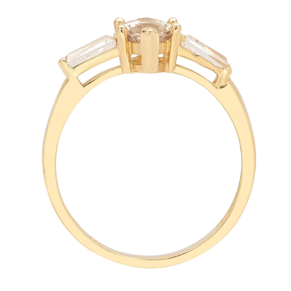 2.0ct Marquise Cut Champagne Simulated Diamond 18k Yellow Gold 3 Stone Ring Q686