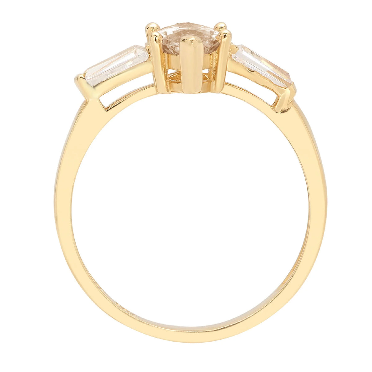 2.0ct Marquise Cut Champagne Simulated Diamond 18k Yellow Gold 3 Stone Ring Q686