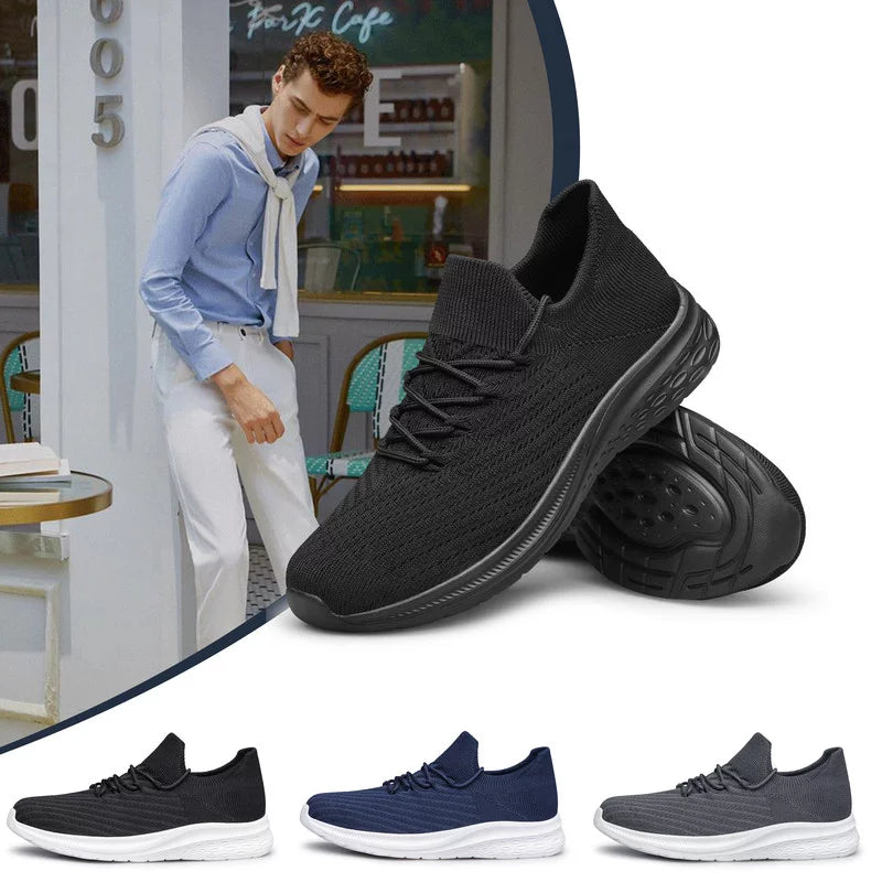 All Black Lightweight Breathable Non Slip Slip On Walking Shoes T907