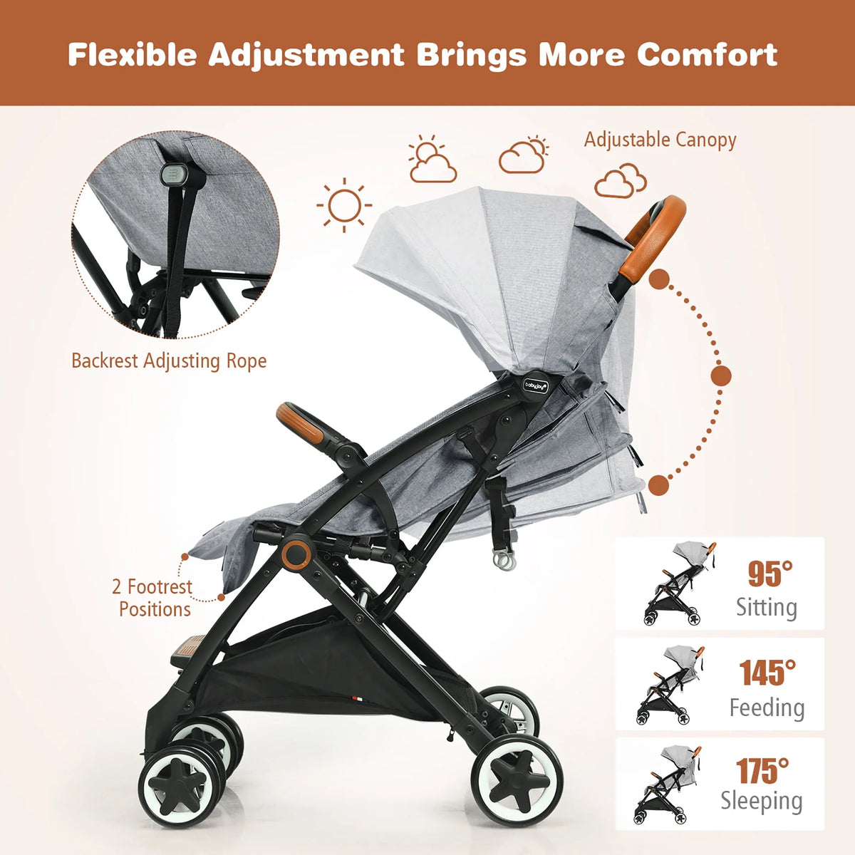 Lightweight Aluminium Baby Stroller with Net J769102